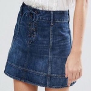 A&F Lace Up Denim Mini Skirt